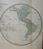 World in Double Hemispheres c. 1840 scarce large Vuillemin map Celestial inset