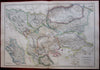 Balkans Moldavia Rumilia Bulgaria Turkey in Europe 1850's Lowry detailed old map