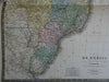 Brazil Uruguay Amazon River c. 1830's Brue large detailed map hand color