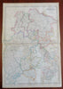 German Confederation Rhineland Hanover 1860 Weller & Bartholomew large color map
