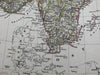 Scandinavia Sweden Norway Finland Denmark c.1860 scarce folio Flemming map