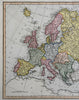 Europe France Germany Ottoman Empire Russia Italy Iceland 1823 scarce Ellis map