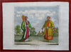 Japanese Couple Men's & Women's Fashion c. 1700's ethnic view costume print