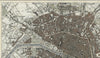 Paris France Seine River Montemartre c.1850 stunning antique color map city plan