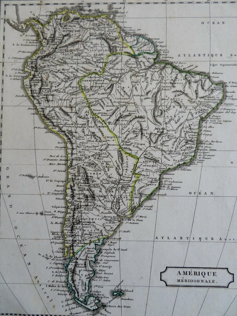 South America continent Brazil Argentina Peru Chile Colombia 1804 engraved map