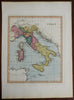 Italian States Kingdom of Naples Piedmont Tuscany Papal States 1823 Ellis map