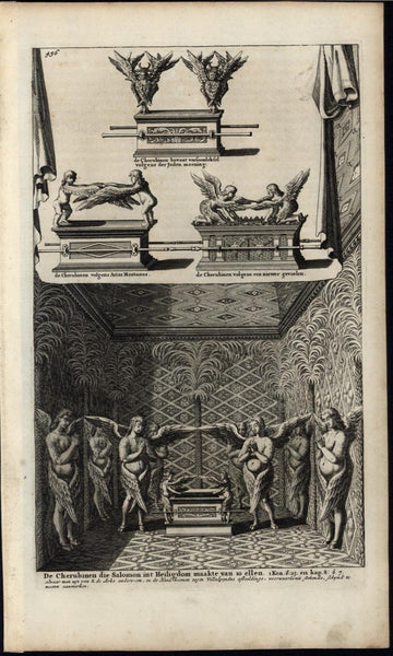 Cherubs Statutes Gryphons Interpretations Heavenly 1700 antique engraved print