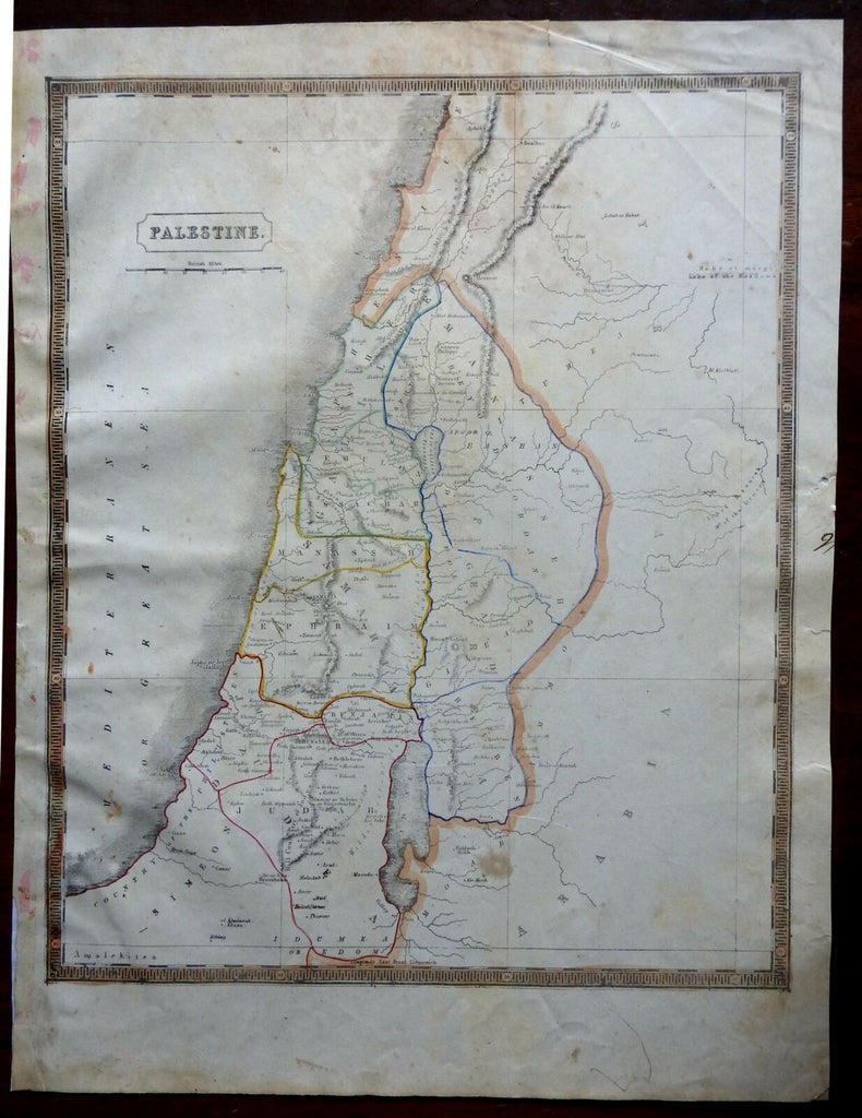 Holy Land Palestine Israel Twelve Tribes Dead Sea Jerusalem 1846 scarce map