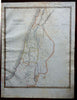 Holy Land Palestine Israel Twelve Tribes Dead Sea Jerusalem 1846 scarce map