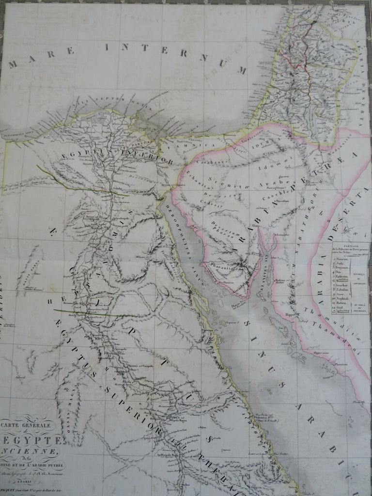 Ancient Egypt Nubia Sinai Holy Land 1822 Brue large detailed map hand color