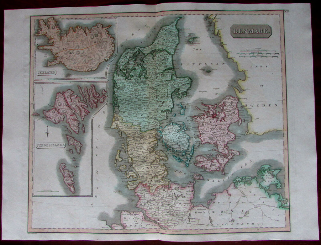 Denmark Iceland Feroe Islands c.1816 large Thomson detailed map