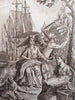 London Allegorical Frontispiece Sailing Ship Books of Knowledge 1750 print