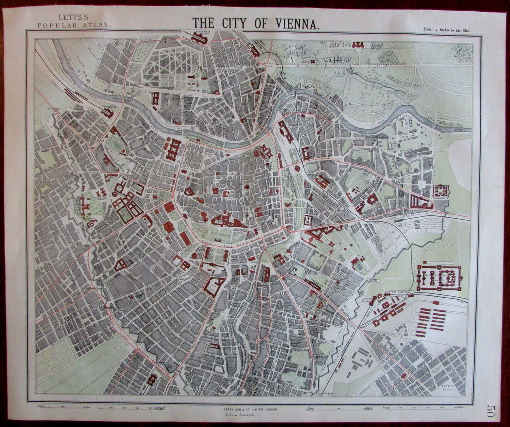 Vienna Austria 1883 Lett's SDUK city plan