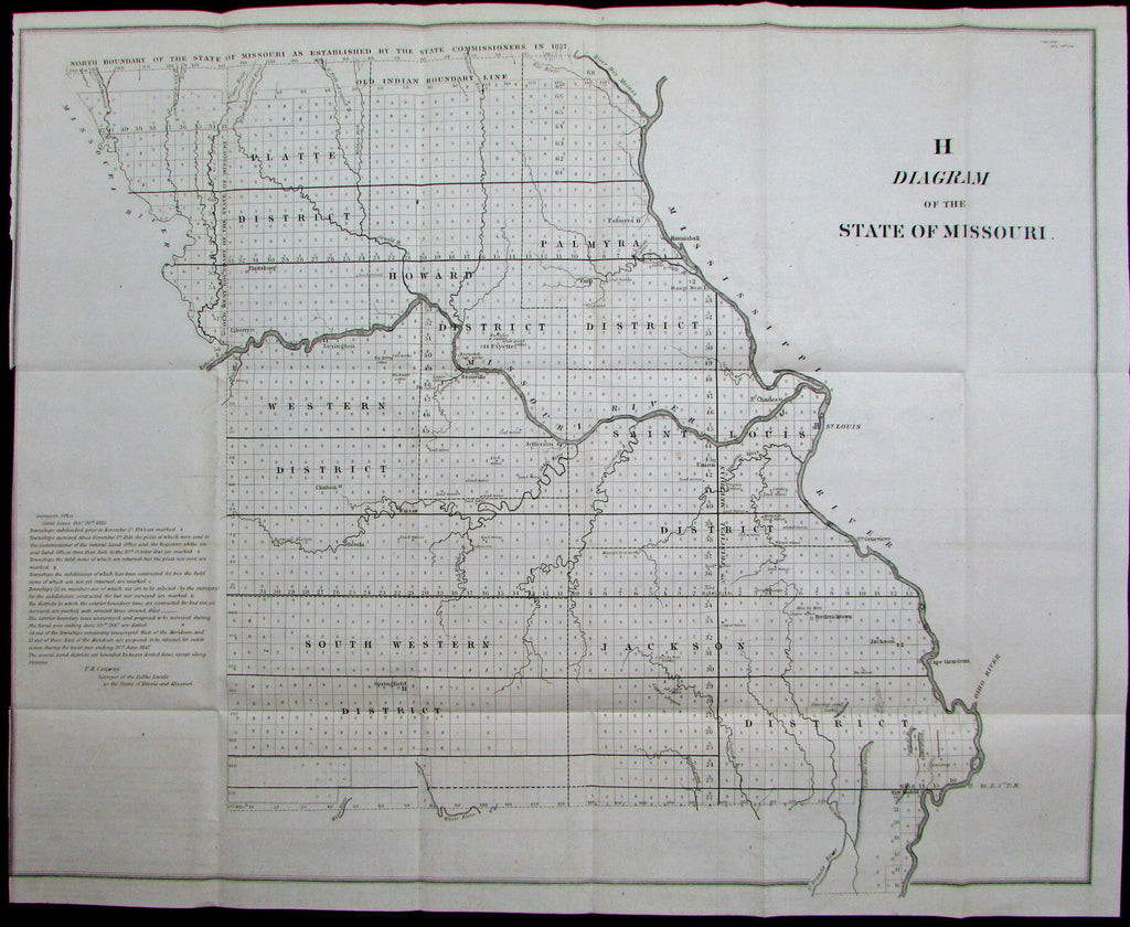 Missouri St. Louis Springfield 1845 USG antique early state survey map