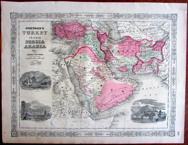 Antique 1866 Turkey, Persia, Asia & Middle East store Map by Johnson and Ward – Middle East, Africa, Israel, Afghanistan, Iran, Iraq, Syria, Oman