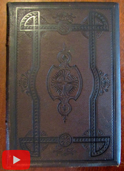 Poetry Poets American 1871 leather book Moral Religion engravings beautiful rare