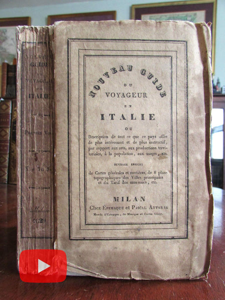 Italy guide book 1829 w/ 9 maps city plans Venice Milan Genoa original wrappers