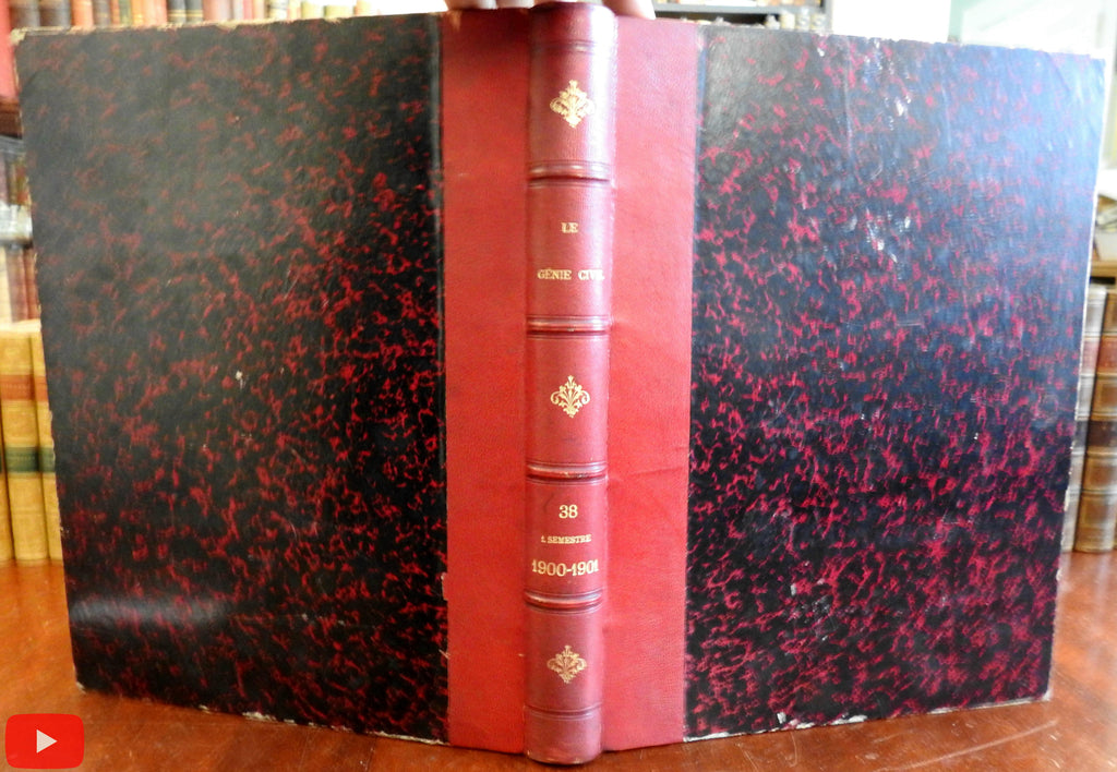 European Civil Engineering 1900 Journal Illustrated Le Genie Civil weekly leather book