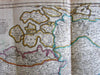 Belgium c.1720-30 Moll huge wall map Catholic Low Country decorative