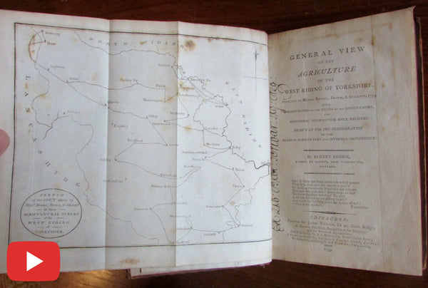 Brown Agriculture West Riding Yorkshire 1793 old book map