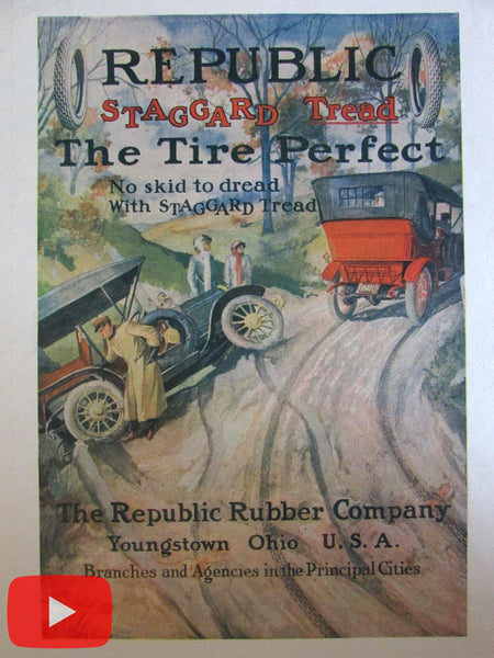 Automobile Advertising 1911-20 early Car ads old prints lot x 10 color