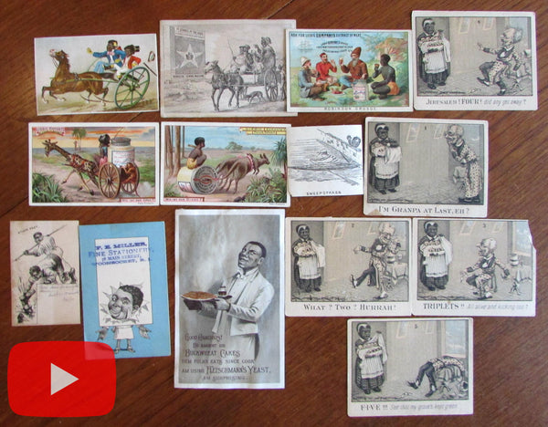 African American racism 19th century lot x 14 trade cards Black Americana