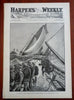 Bicycle & Sailing Races 1885 Harper's newspaper nautical Puritan Mikado Nast art