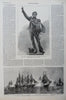 Bicycle & Sailing Races 1885 Harper's newspaper nautical Puritan Mikado Nast art