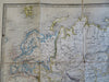 World Map noting nautical ship voyage c. 1850 Wyld linen backed map w/ slip case