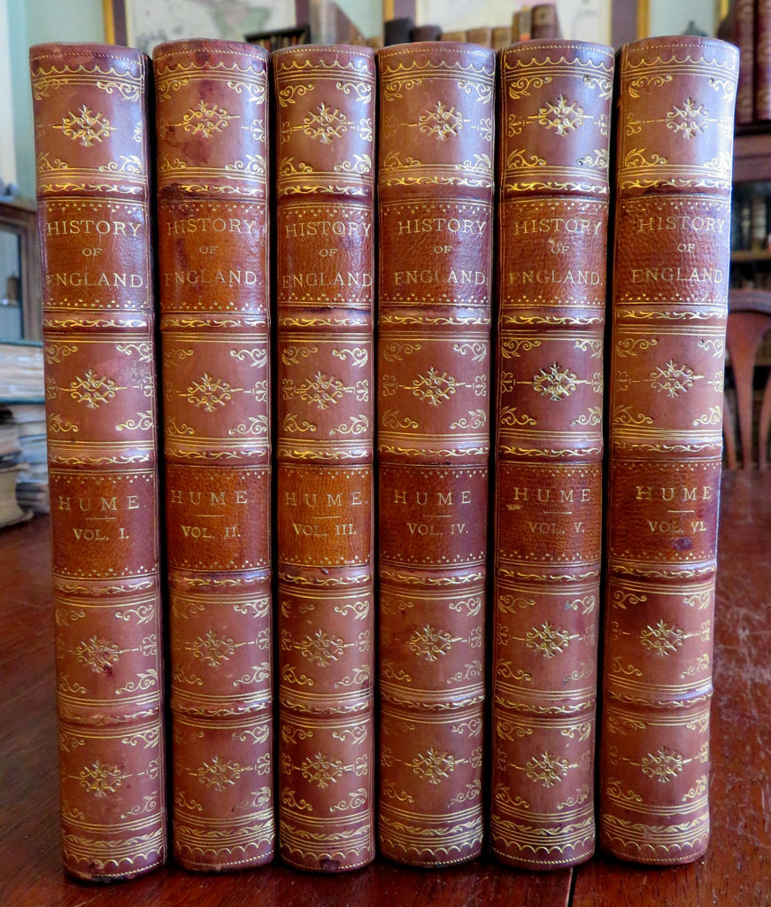 Hume's History of England Julius Caesar to James II c. 1880 leather 6 vol. set
