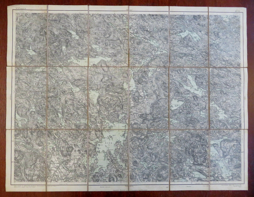 Falun Dalarna County Sweden Avesta 1899 rare large detailed linen backed map