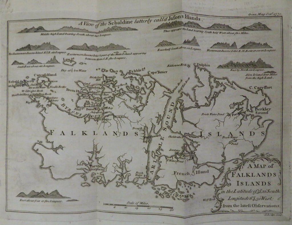 Falkland Islands decorative map Virginia Petition 1770 London mag. full issue