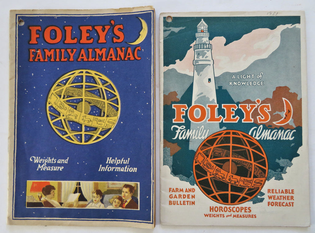 Foley & Co's Family Almanac 1925 & 1931 Promotional Booklets vintage ads Lot x 2