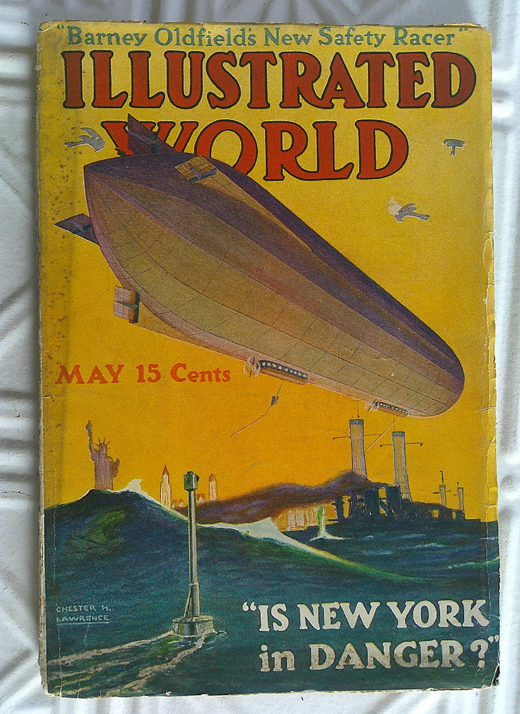 NY city Zeppelin cover 1917 U-Boats Gas Masks Torpedoes May pictorial magazine