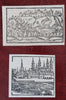 City Views Skylines Churches Tower of Babel 1598 Munster lot x 8 wood engravings