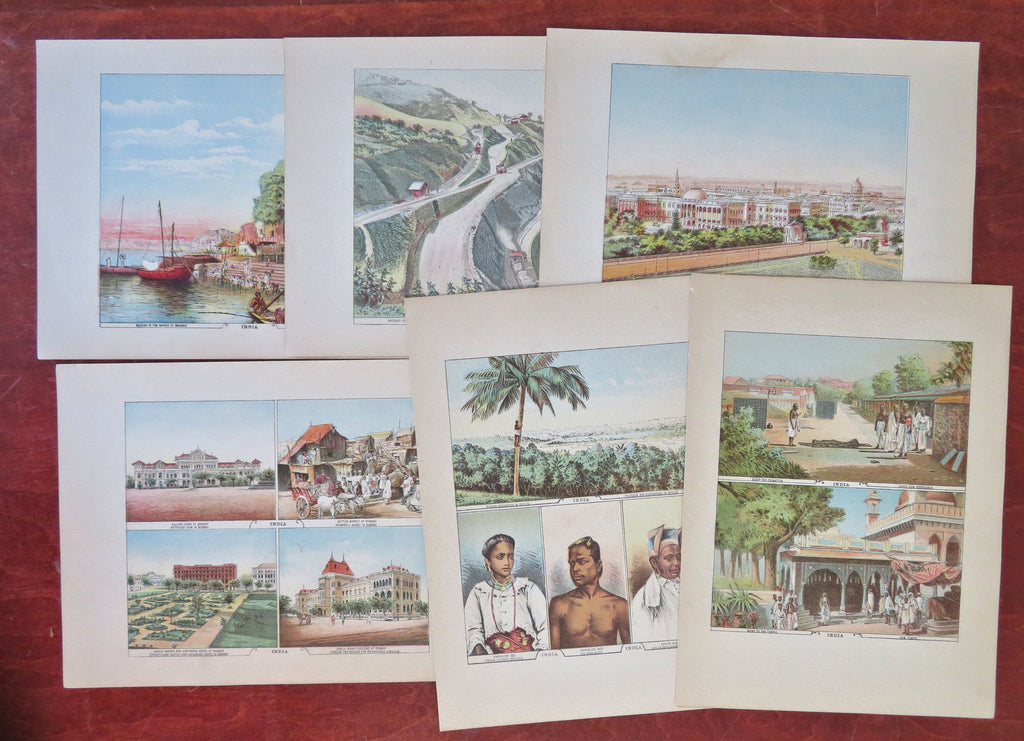 India Ethnic Views & Costume Prints Street Scenes 1886 Lot x 6 prints