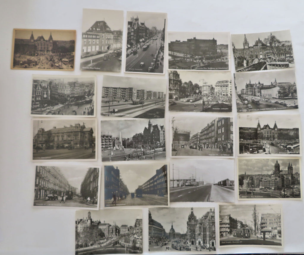 Amsterdam Holland Tram Street Scenes c.1920's-50's Real Photo Post Card Lot x 20