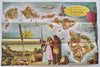 Hawaii Cartoon Pictorial Map Aloha Airlines c.1950s tourist info travel brochure