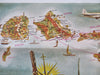 Hawaii Cartoon Pictorial Map Aloha Airlines c.1950s tourist info travel brochure