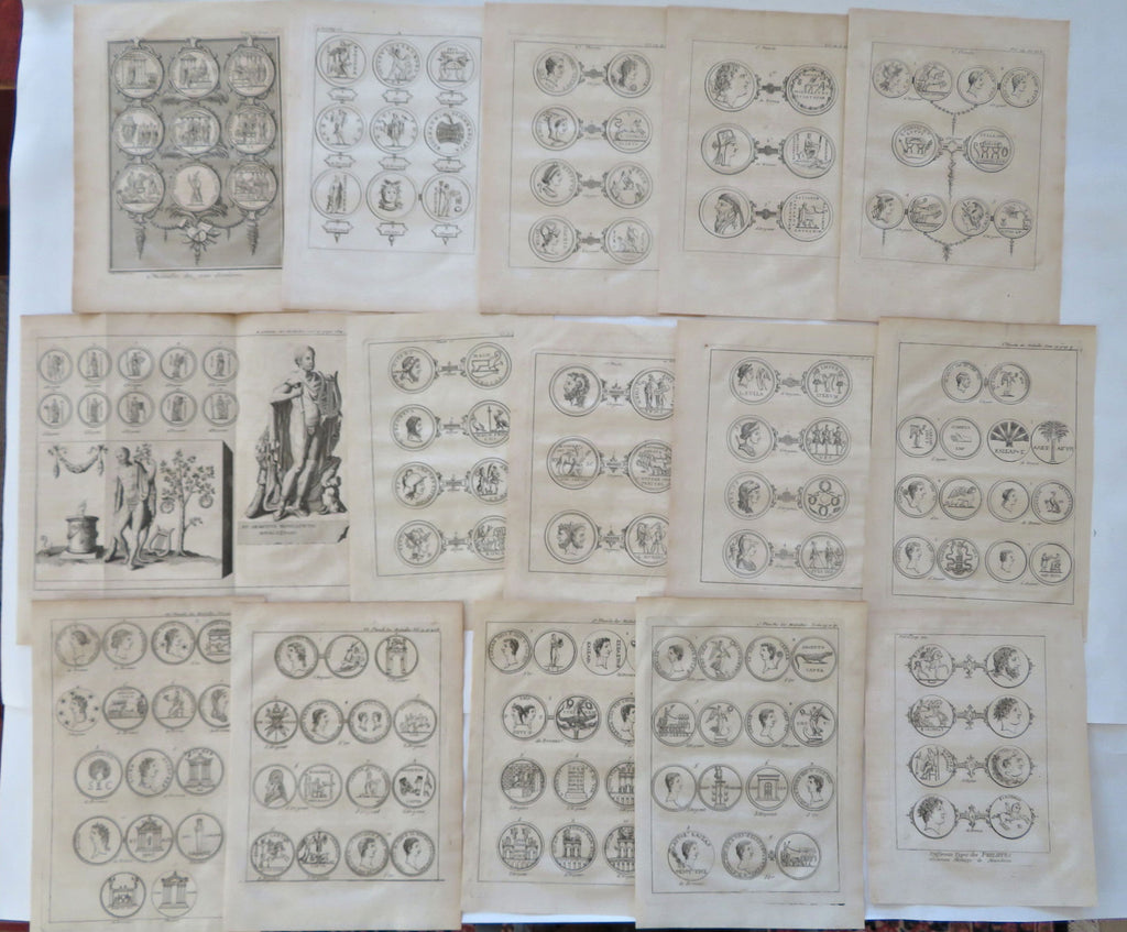 Roman Medals & Coins Numismatics c. 1770 Lot x 15 Humblot engraved prints