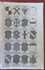 Ostrich engraving + 8 Coats of Arms English Peerage plates 1748 rare London mag.