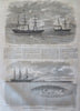 Rebel Ironclad Merrimac Submarine Warfare D.C. 1861 Harper's Civil War newspaper