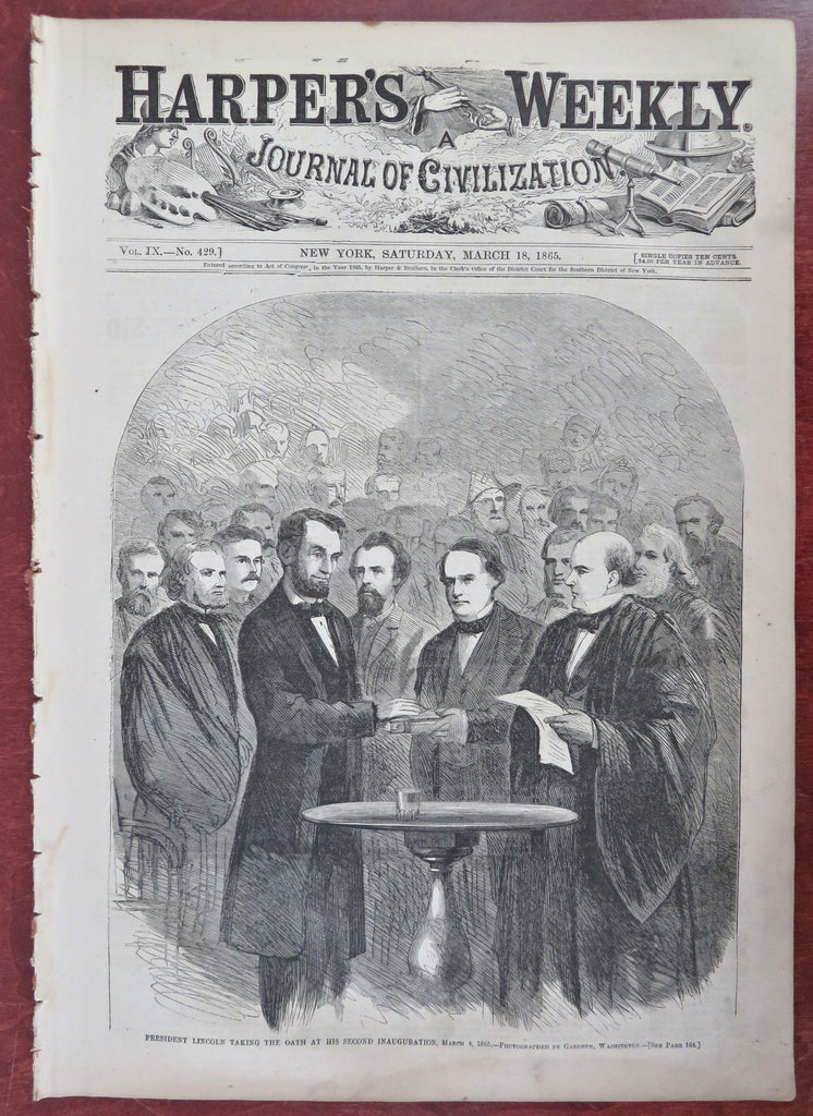 Lincoln's 2nd Inauguration 55th Massachusetts 1865 Harper's Civil War newspaper