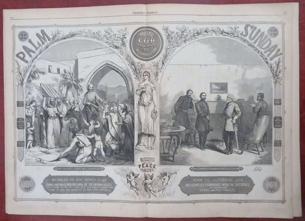 Palm Sunday Peace Booth Death Lincoln Funeral 1865 Harper's Civil War newspaper