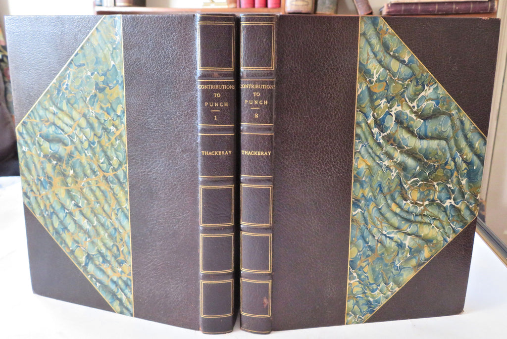 Contributions to Punch Thackeray c. 1910 fine Limited ed. leather 2 vol. set