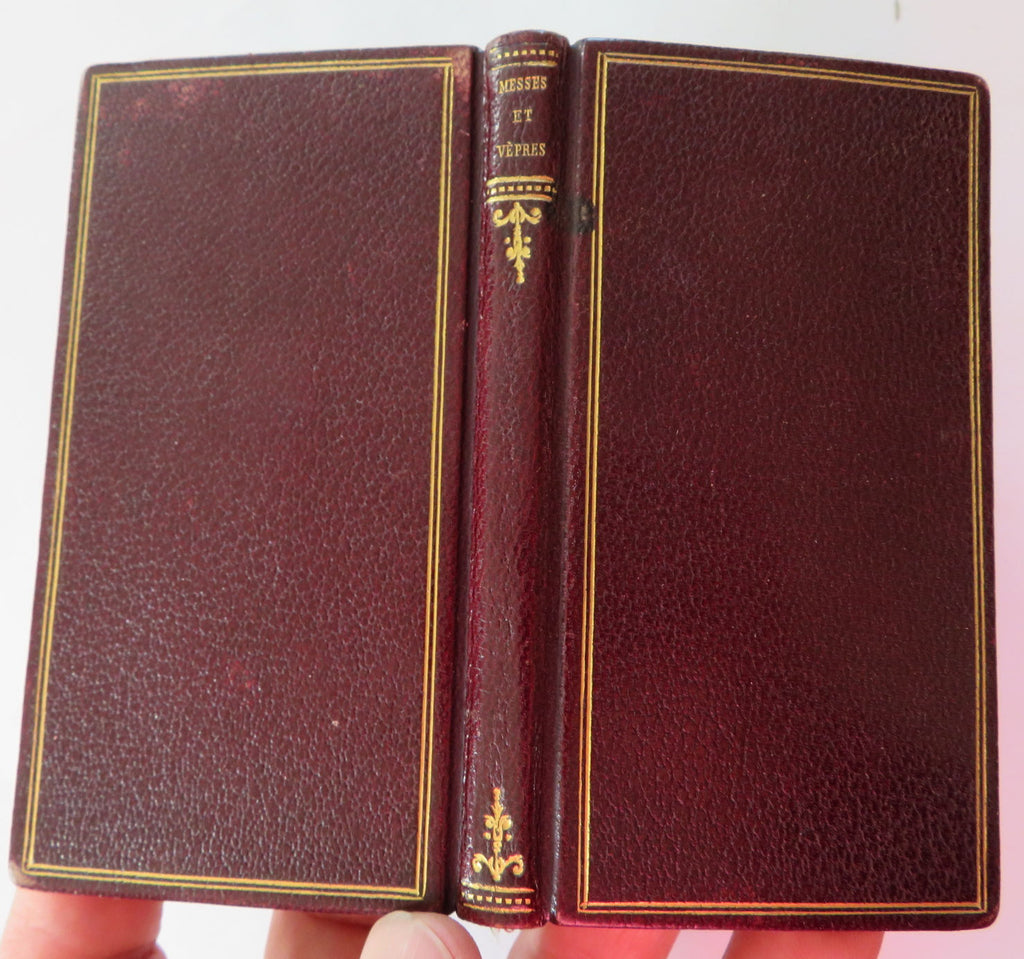 Mass Vespers French Catholic Devotional 1901 fine small decorative leather book