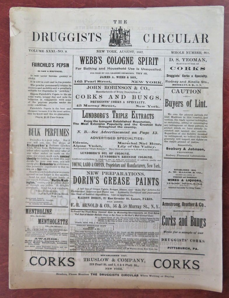 Druggist's Circular Chemistry Pharmacy Trade Magazine 1887 complete issue