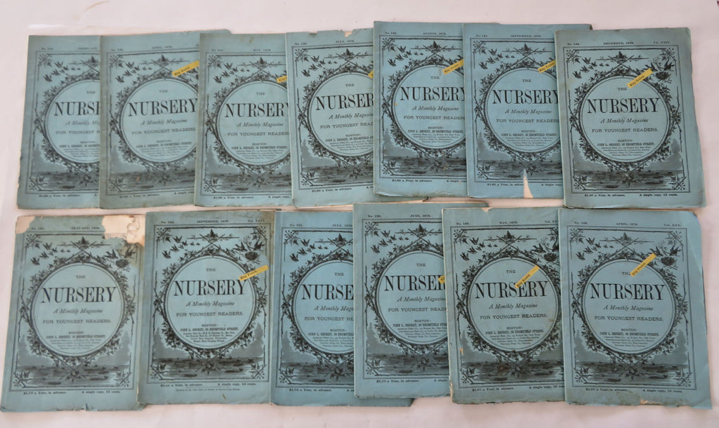 The Nursery 1878-9 Juvenile Reading Primer Magazine Lot x 13 pictorial magazines