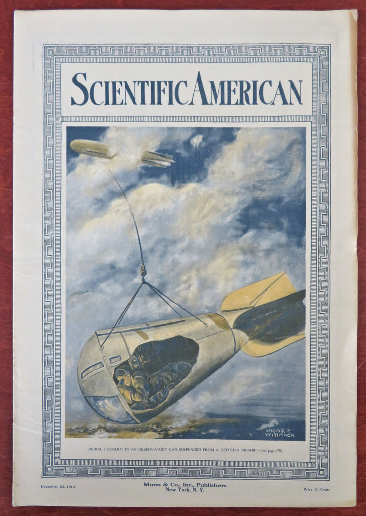 Zeppelin Aerial Observer wow! WWI Field Artillery 1916 rare Scientific magazine