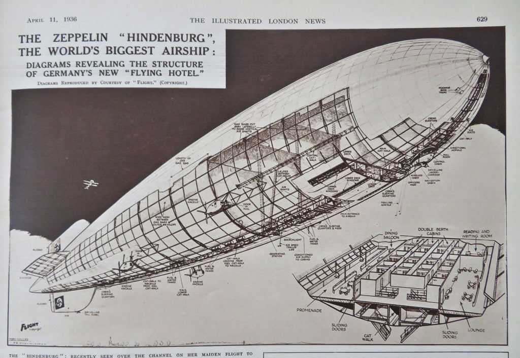 Zeppelin Diagram Japan Election 1936 rare Illustrated UK News magazine Issue